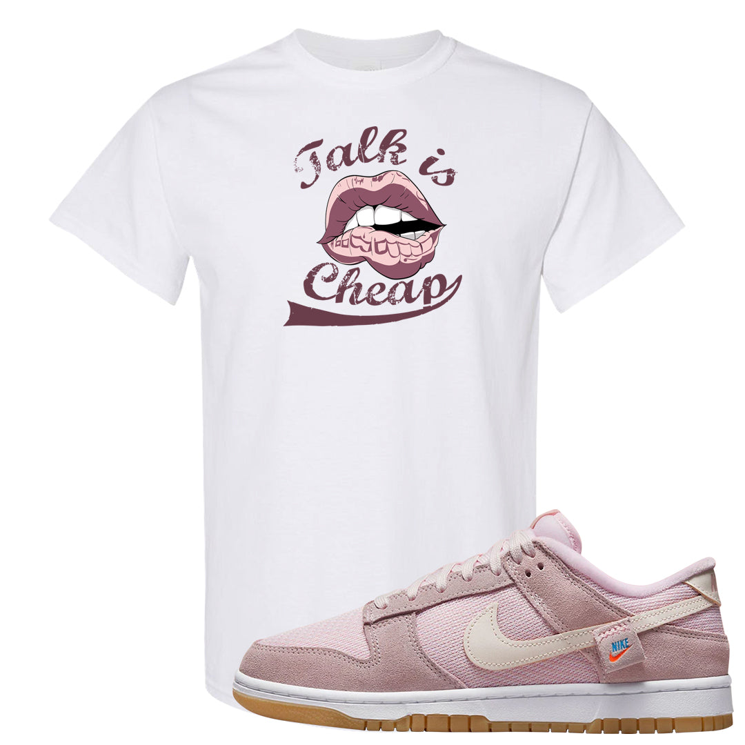 Teddy Bear Pink Low Dunks T Shirt | Talk Lips, White