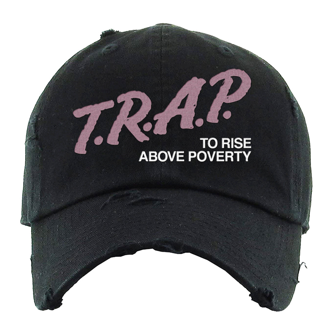 Teddy Bear Pink Low Dunks Distressed Dad Hat | Trap To Rise Above Poverty, Black