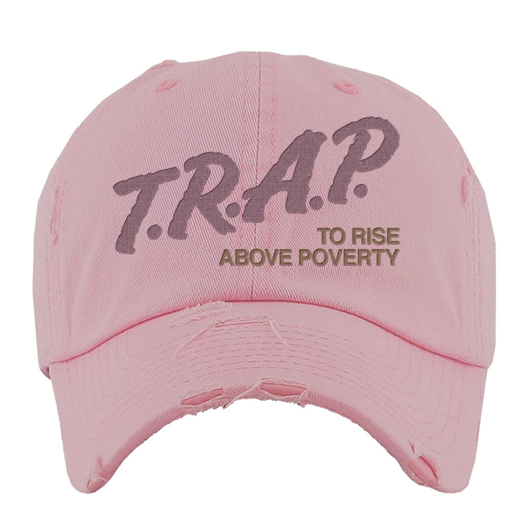 Teddy Bear Pink Low Dunks Distressed Dad Hat | Trap To Rise Above Poverty, Light Pink