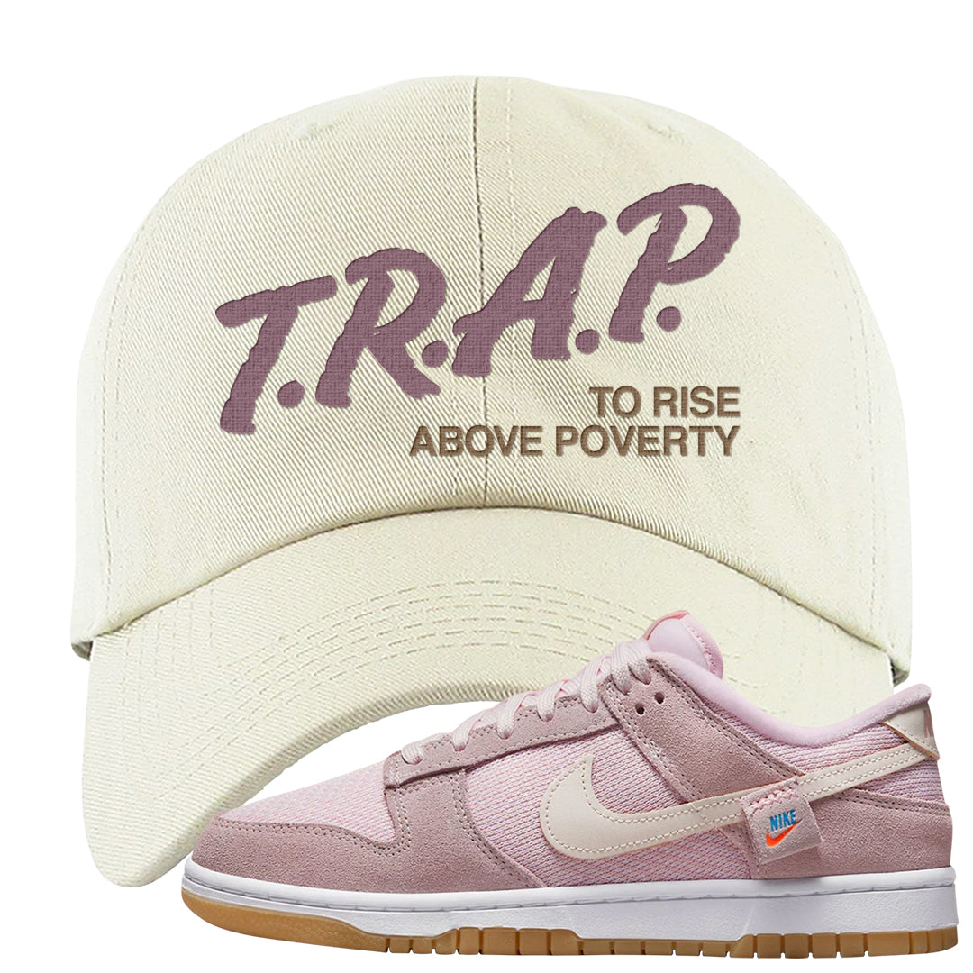 Teddy Bear Pink Low Dunks Dad Hat | Trap To Rise Above Poverty, White