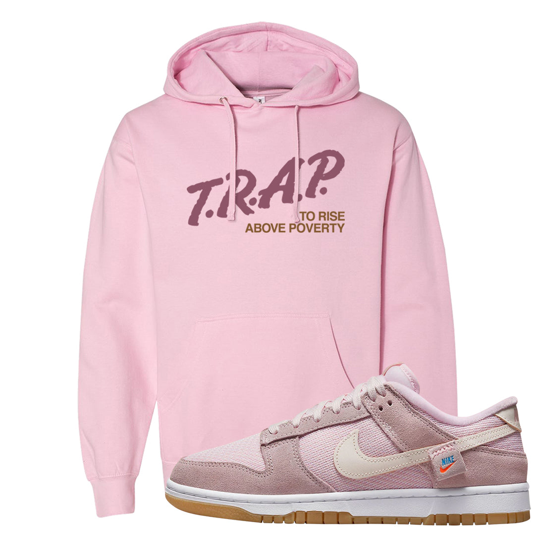 Teddy Bear Pink Low Dunks Hoodie | Trap To Rise Above Poverty, Light Pink