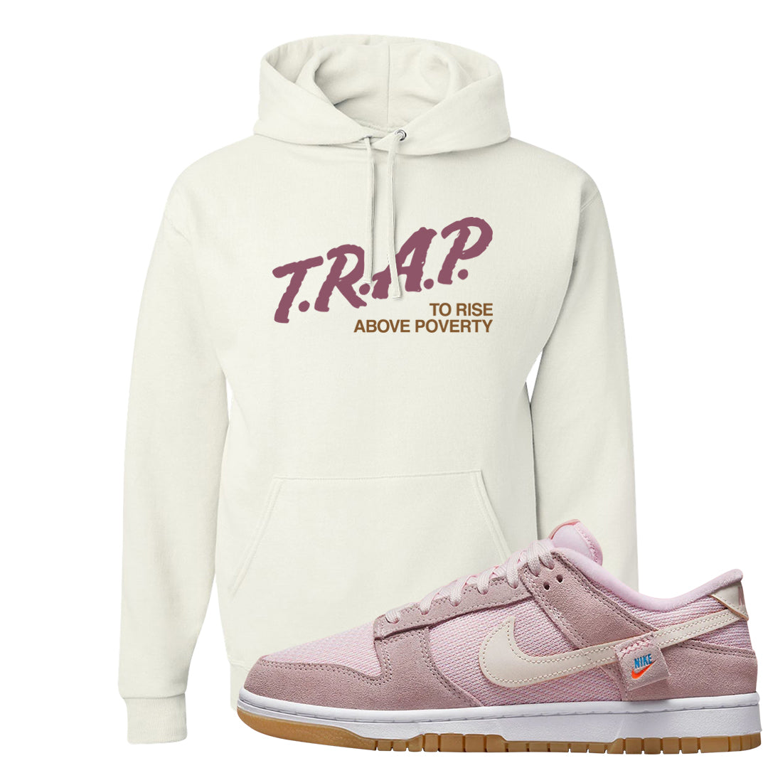Teddy Bear Pink Low Dunks Hoodie | Trap To Rise Above Poverty, White