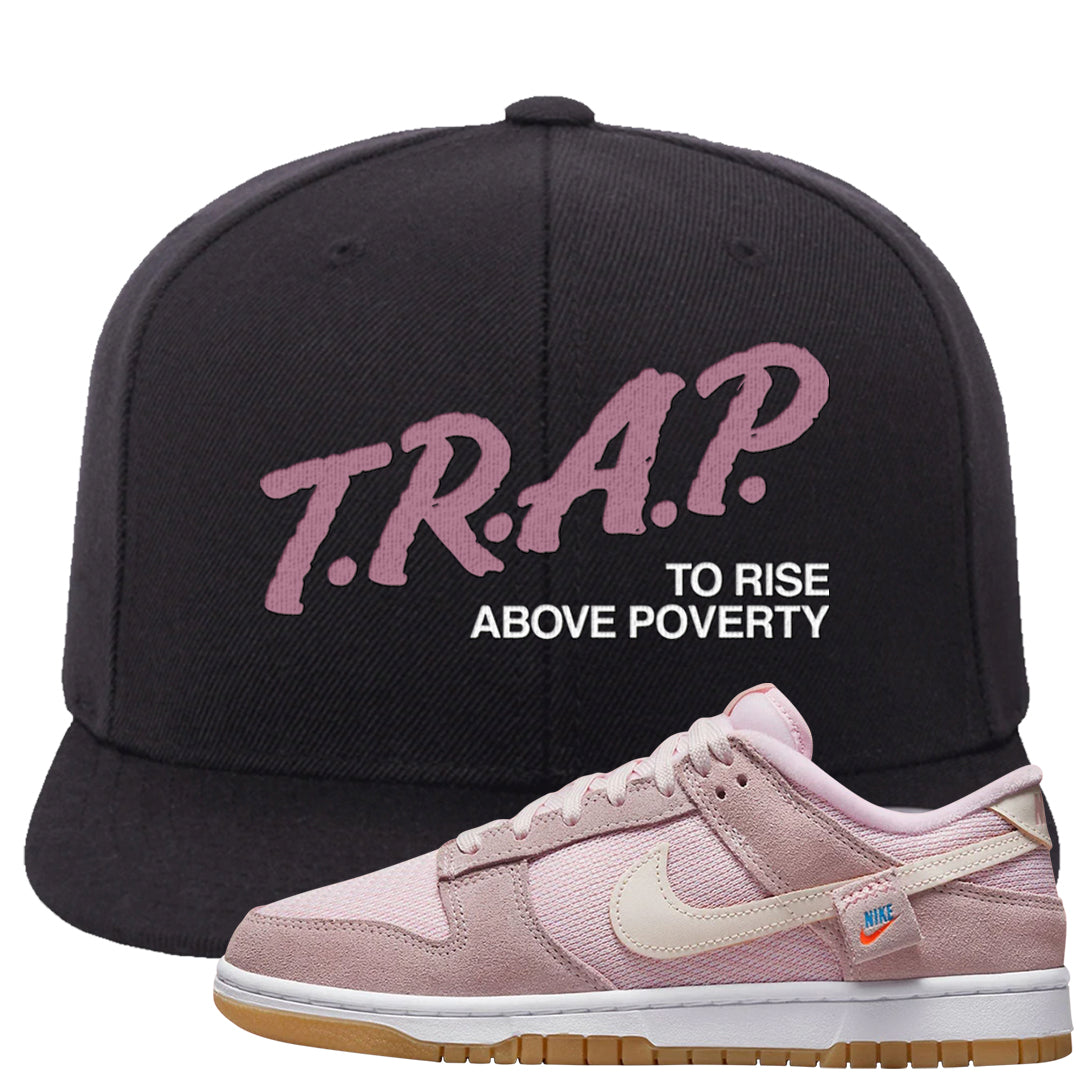 Teddy Bear Pink Low Dunks Snapback Hat | Trap To Rise Above Poverty, Black