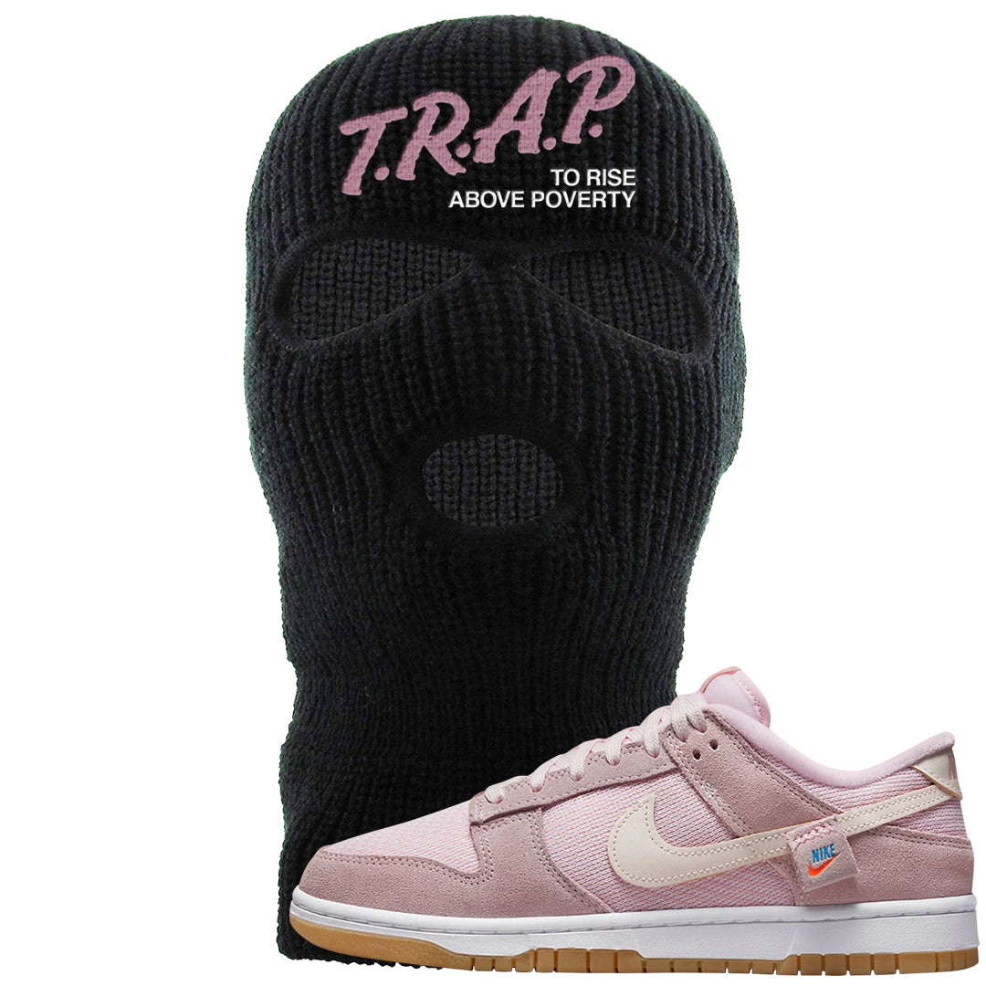 Teddy Bear Pink Low Dunks Ski Mask | Trap To Rise Above Poverty, Black