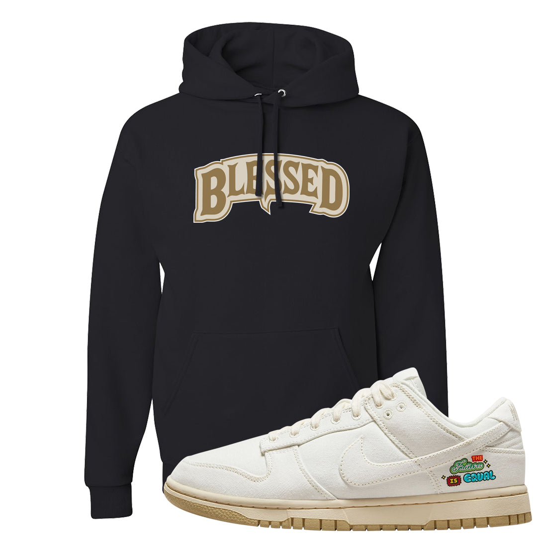 Future Is Equal Low Dunks Hoodie | Blessed Arch, Black