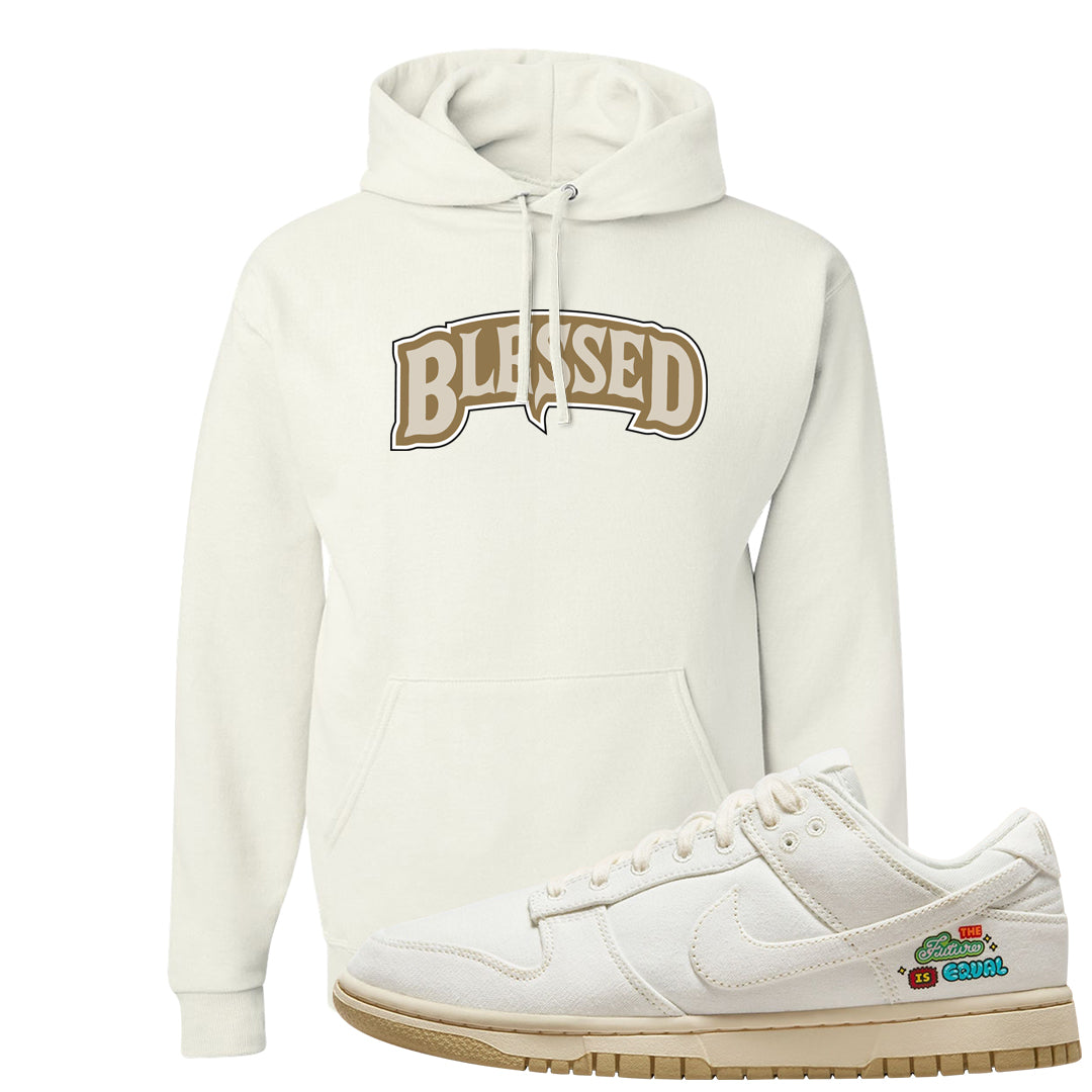 Future Is Equal Low Dunks Hoodie | Blessed Arch, White