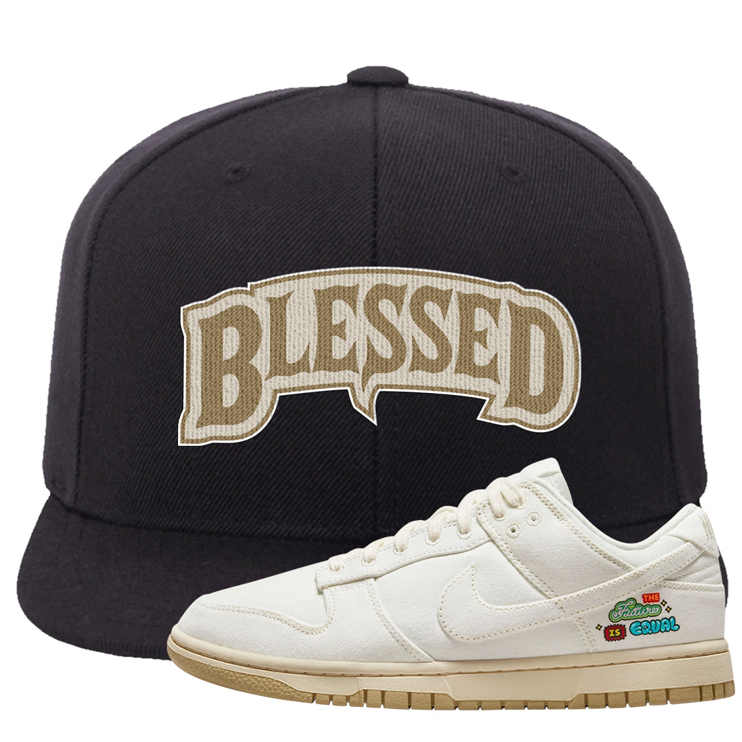 Future Is Equal Low Dunks Snapback Hat | Blessed Arch, Black