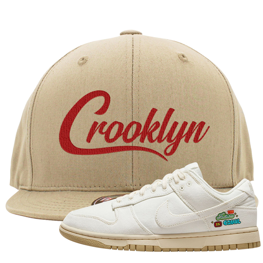 Future Is Equal Low Dunks Snapback Hat | Crooklyn, Khaki