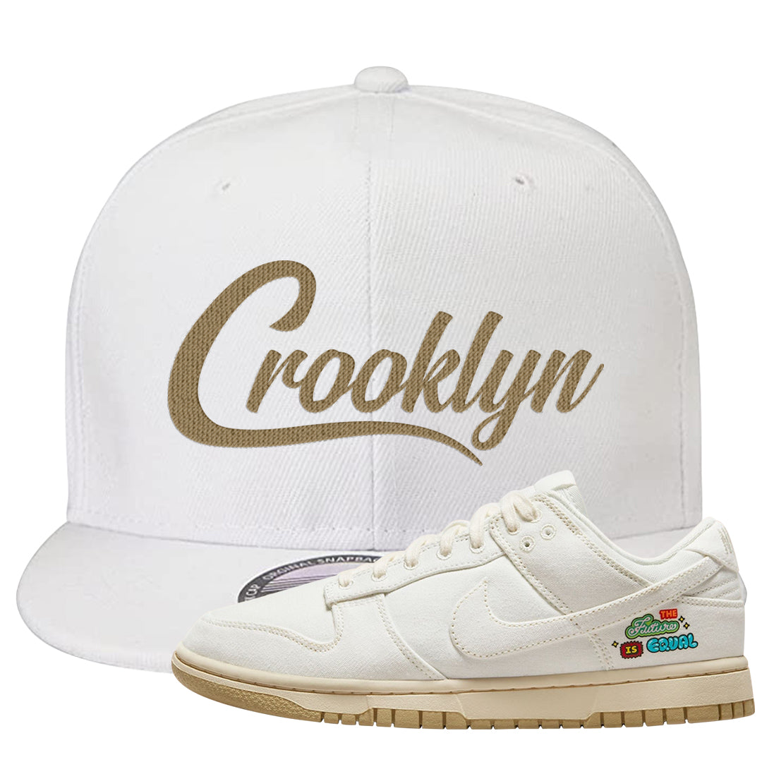 Future Is Equal Low Dunks Snapback Hat | Crooklyn, White