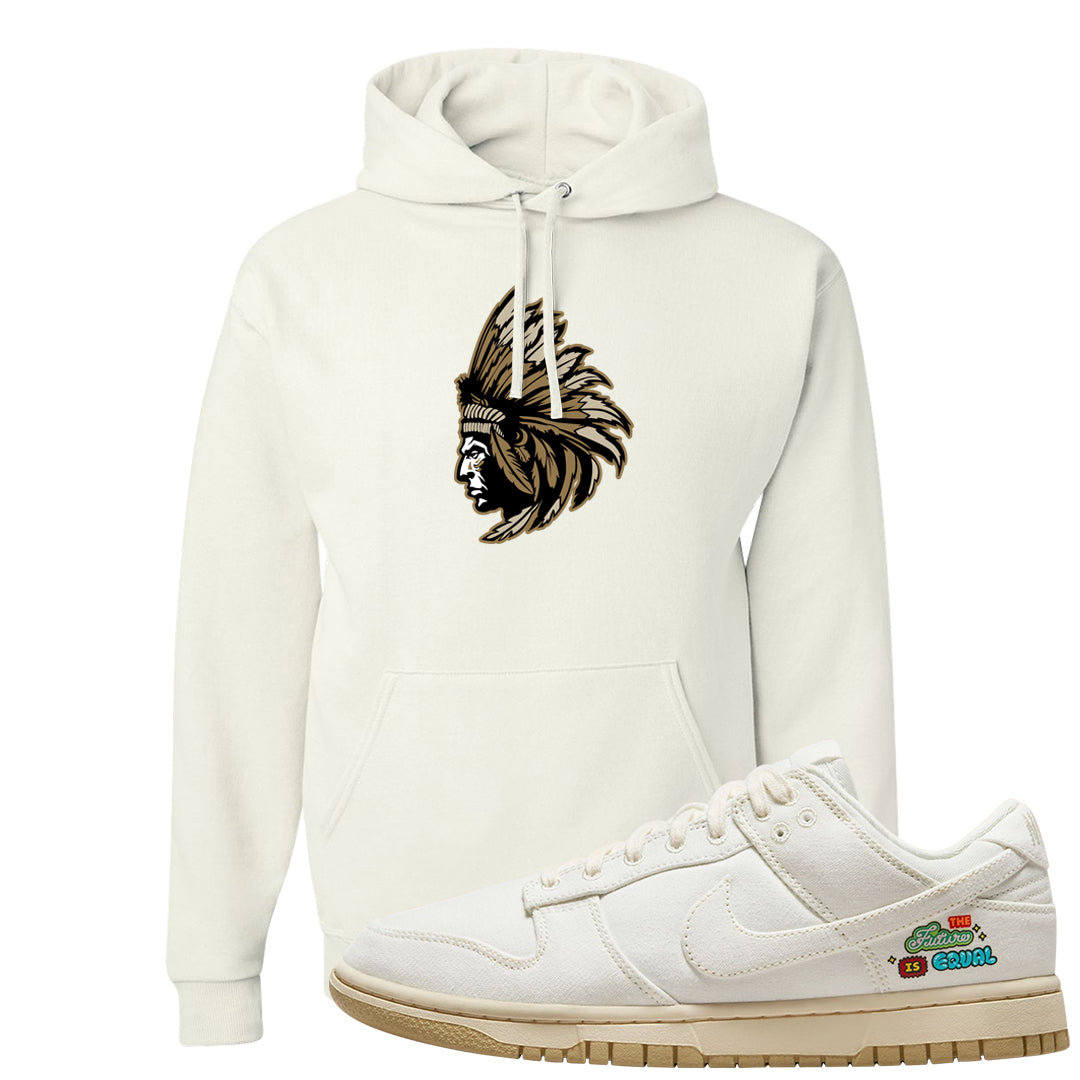 Future Is Equal Low Dunks Hoodie | Indian Chief, White