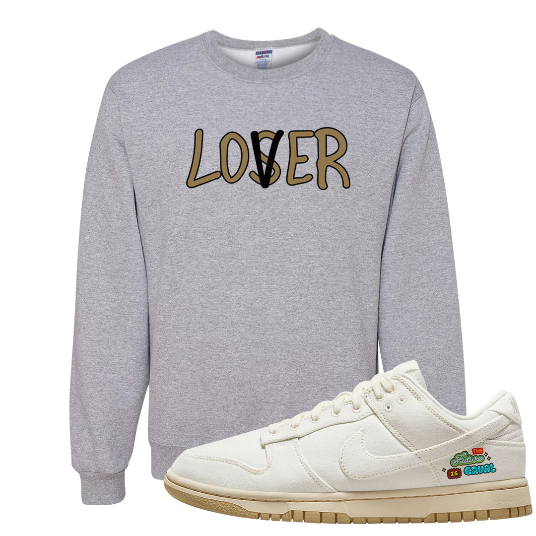 Future Is Equal Low Dunks Crewneck Sweatshirt | Lover, Ash