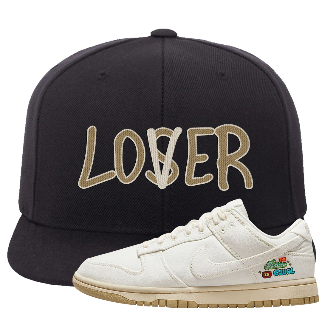 Future Is Equal Low Dunks Snapback Hat | Lover, Black