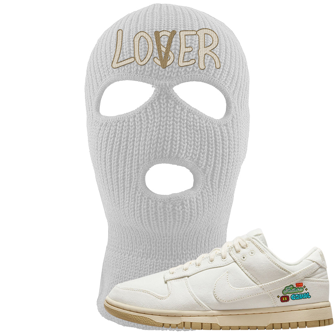 Future Is Equal Low Dunks Ski Mask | Lover, White