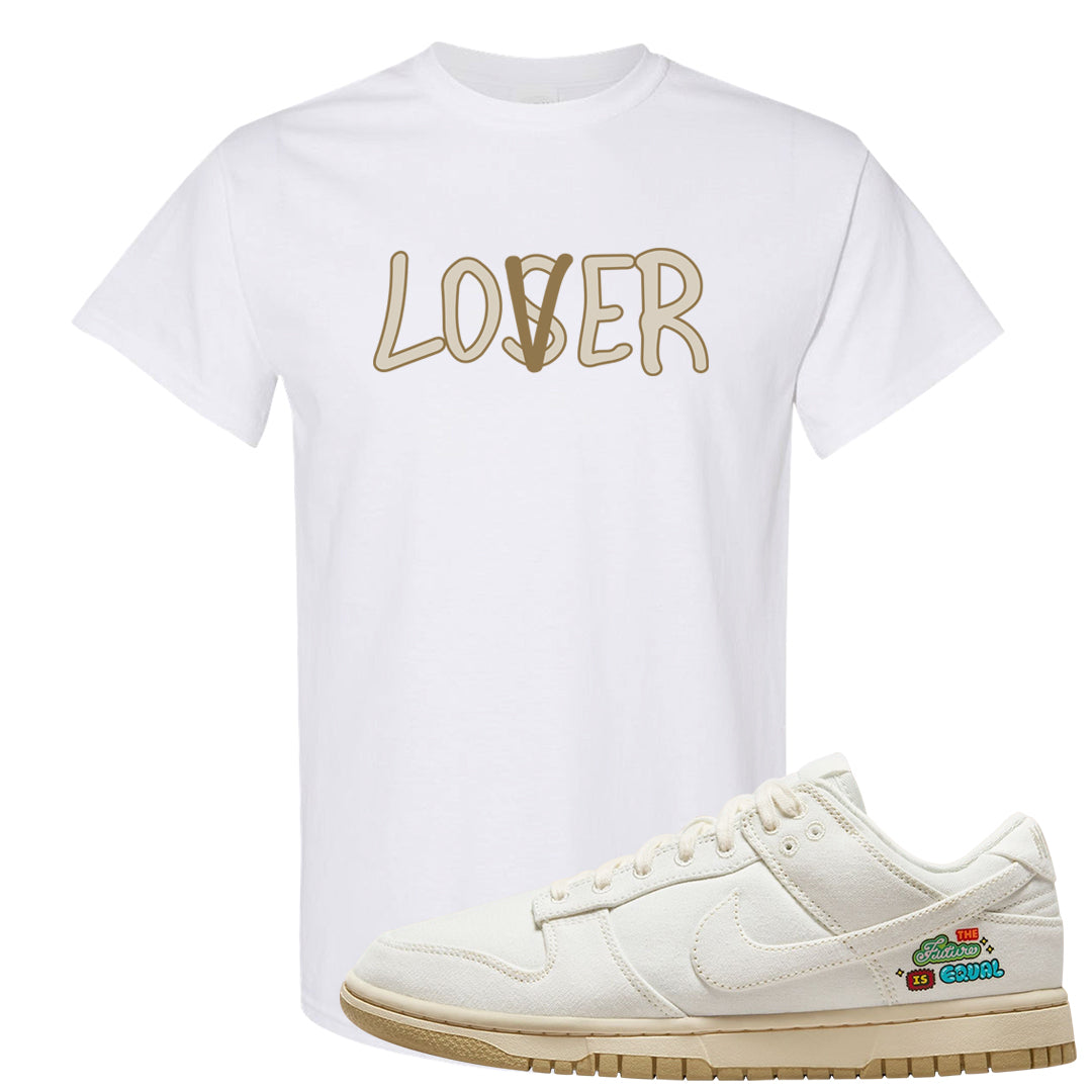 Future Is Equal Low Dunks T Shirt | Lover, White