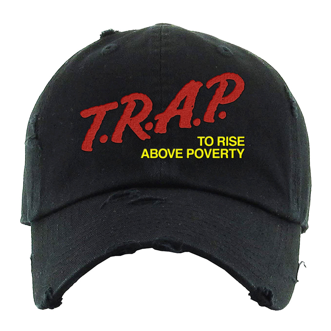 Future Is Equal Low Dunks Distressed Dad Hat | Trap To Rise Above Poverty, Black