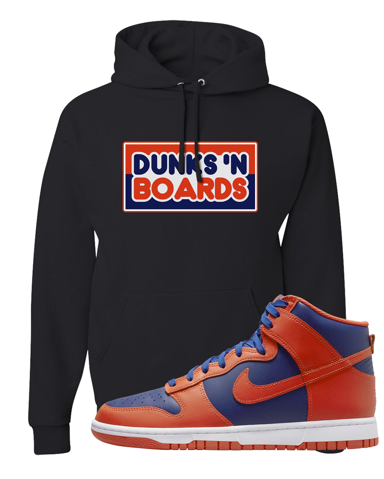 Orange Deep Royal High Dunks Hoodie | Dunks And Boards, Black