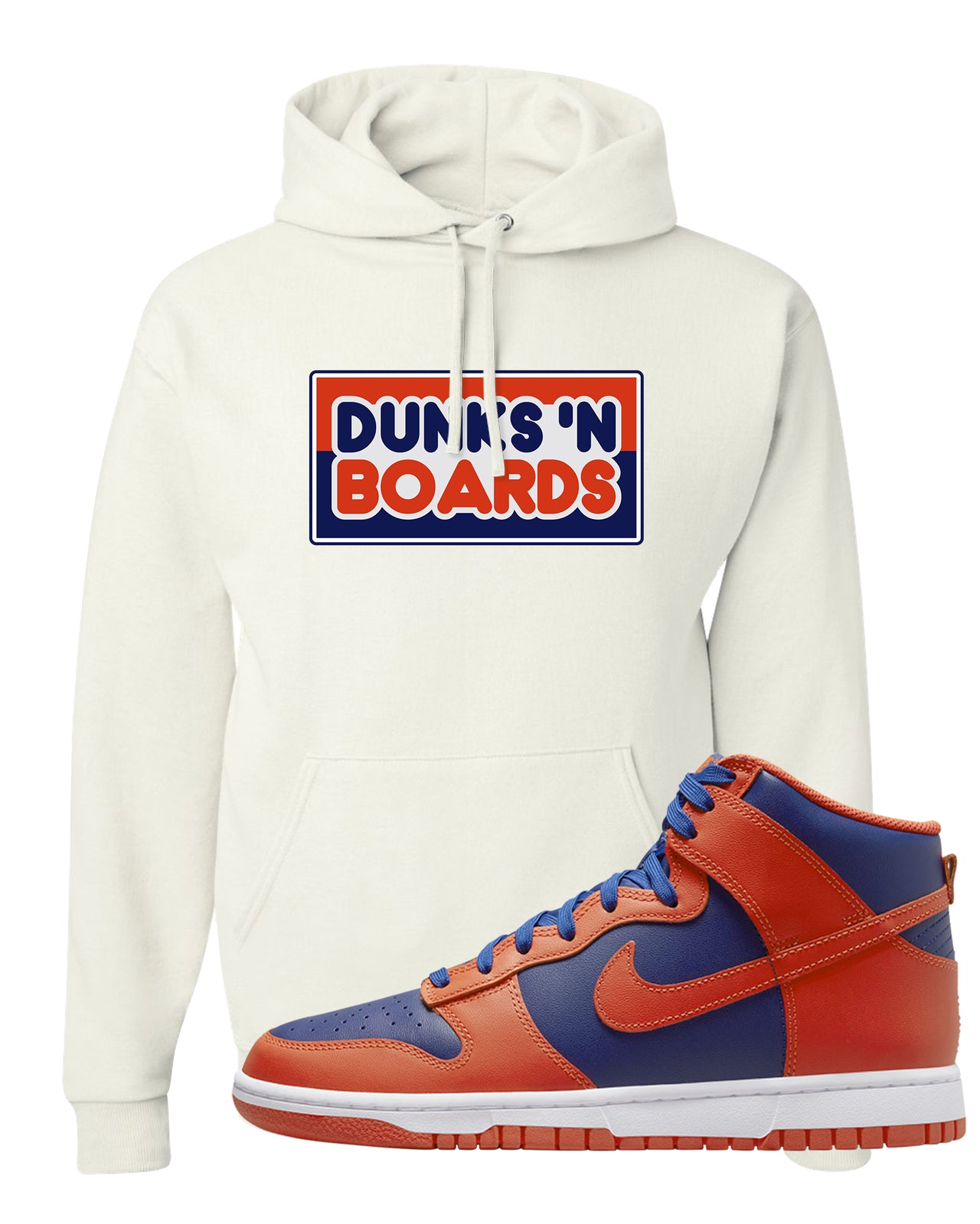 Orange Deep Royal High Dunks Hoodie | Dunks And Boards, White