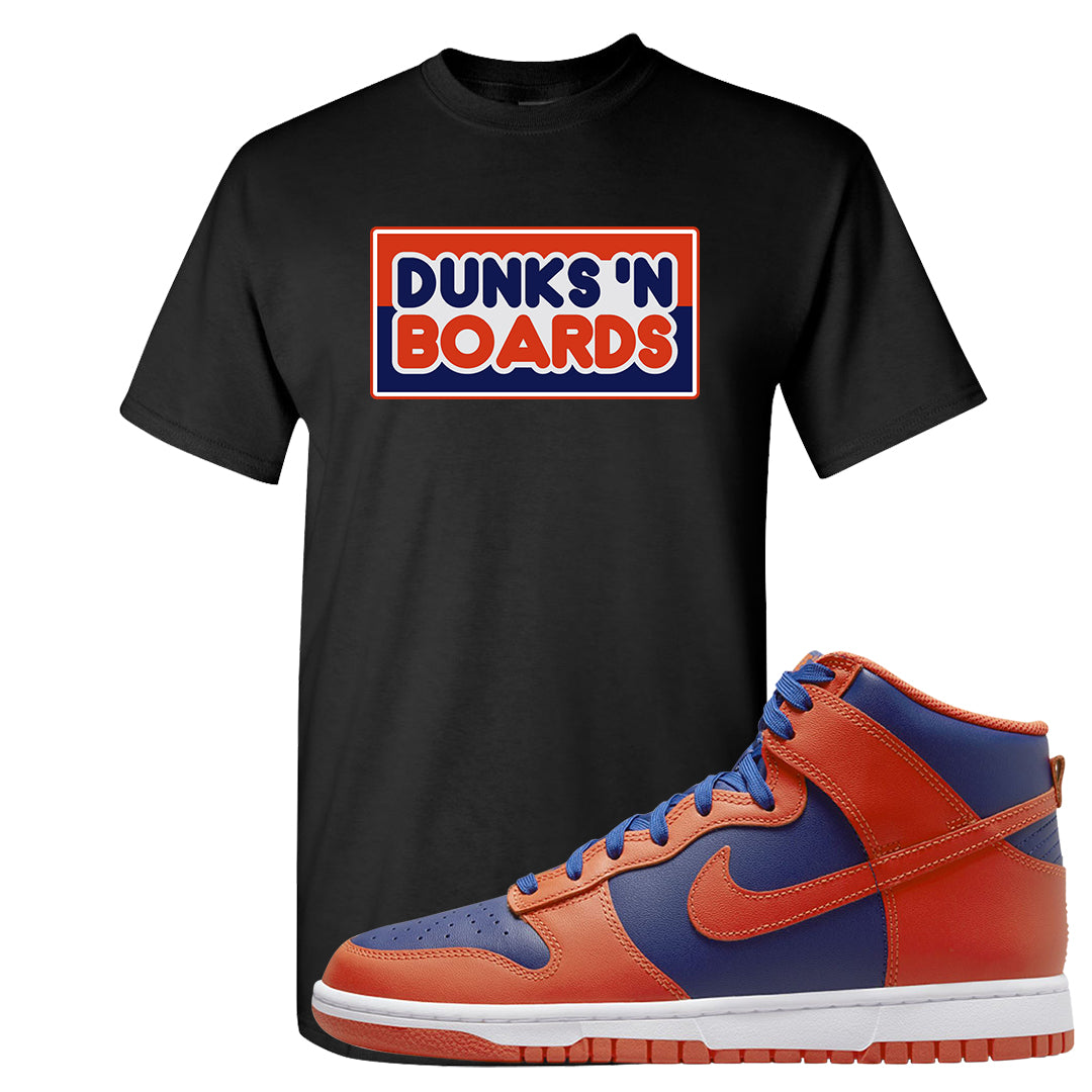 Orange Deep Royal High Dunks T Shirt | Dunks And Boards, Black