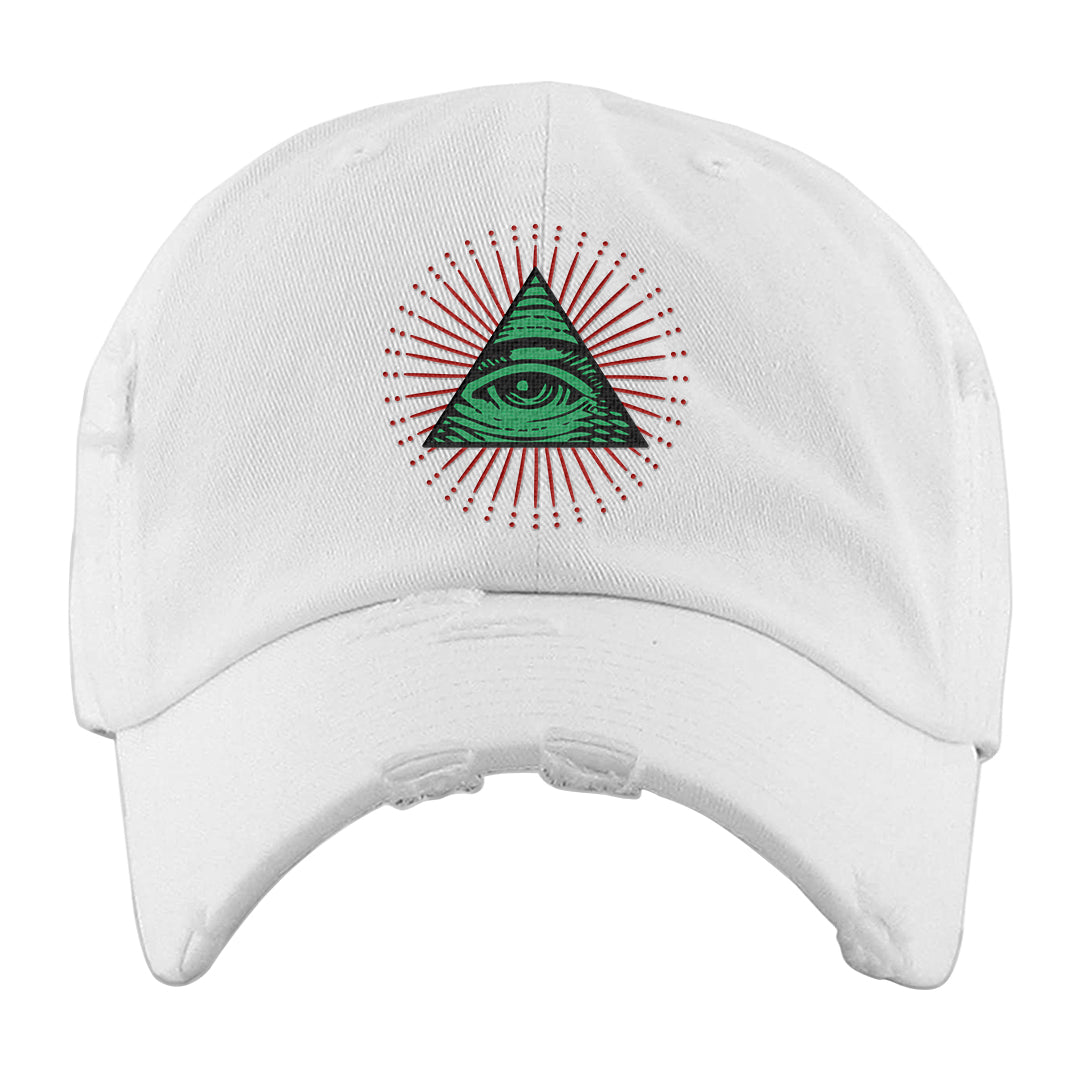 Plaid High Dunks Distressed Dad Hat | All Seeing Eye, White