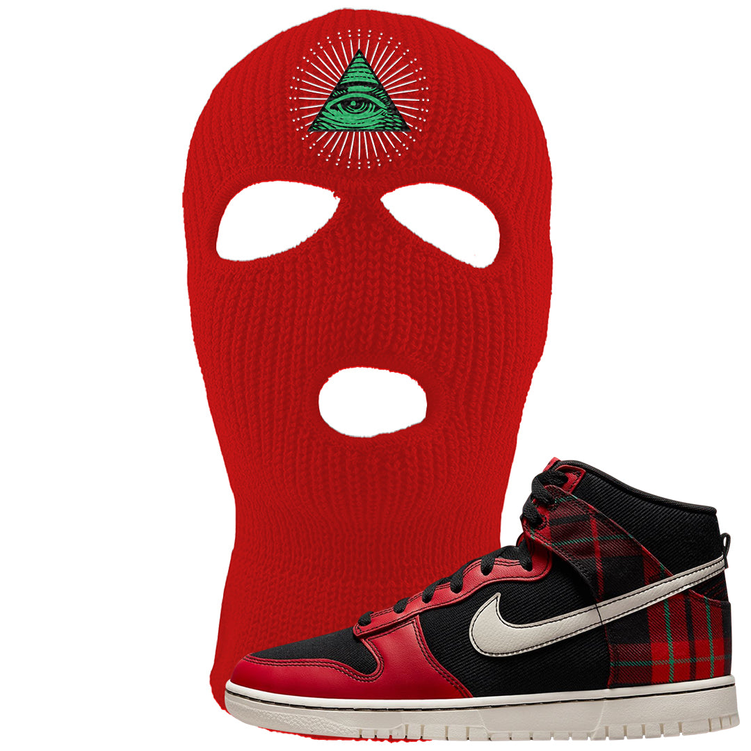 Plaid High Dunks Ski Mask | All Seeing Eye, Red