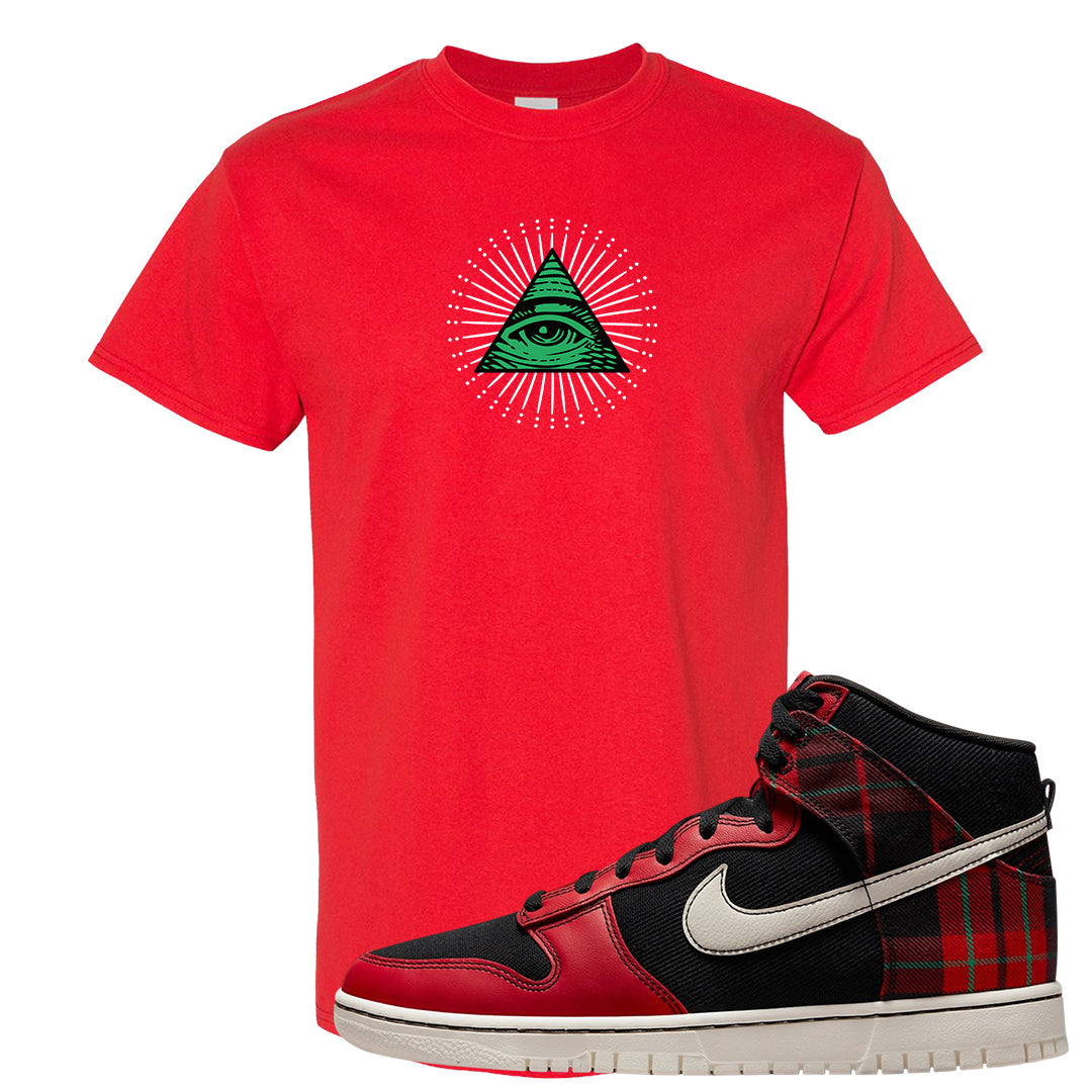 Plaid High Dunks T Shirt | All Seeing Eye, Red