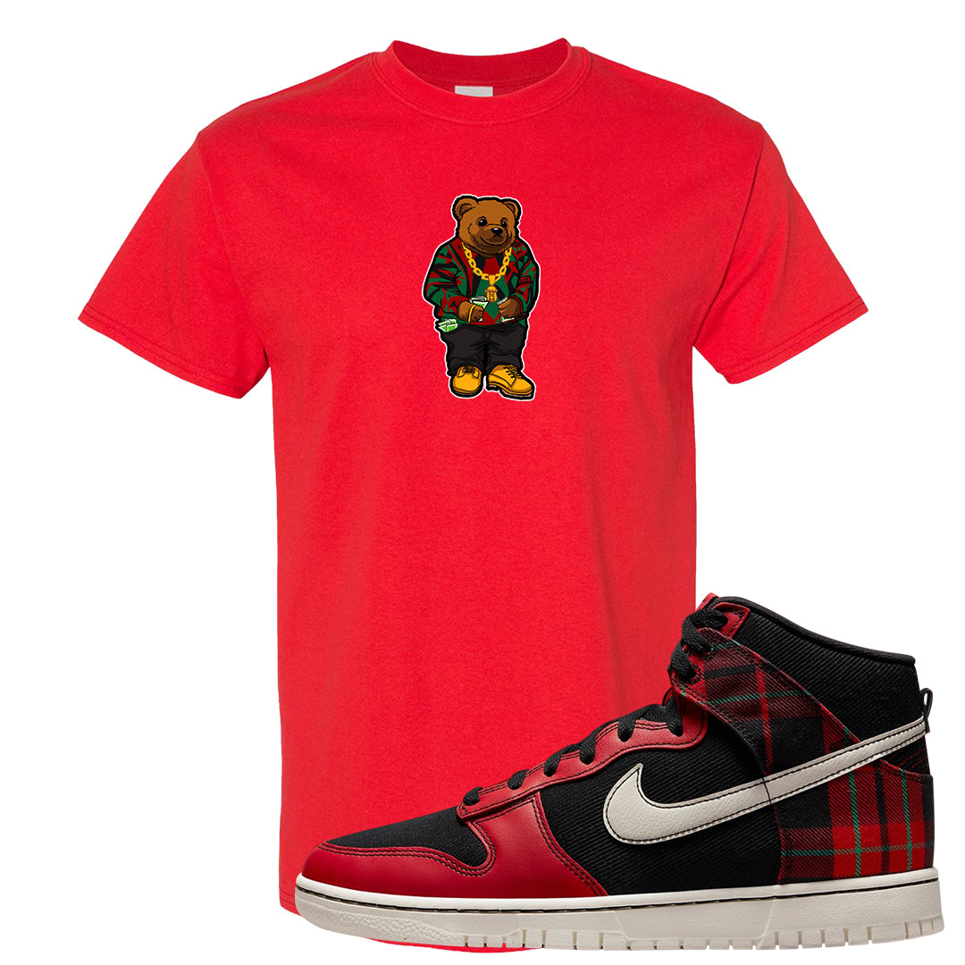 Plaid High Dunks T Shirt | Sweater Bear, Red
