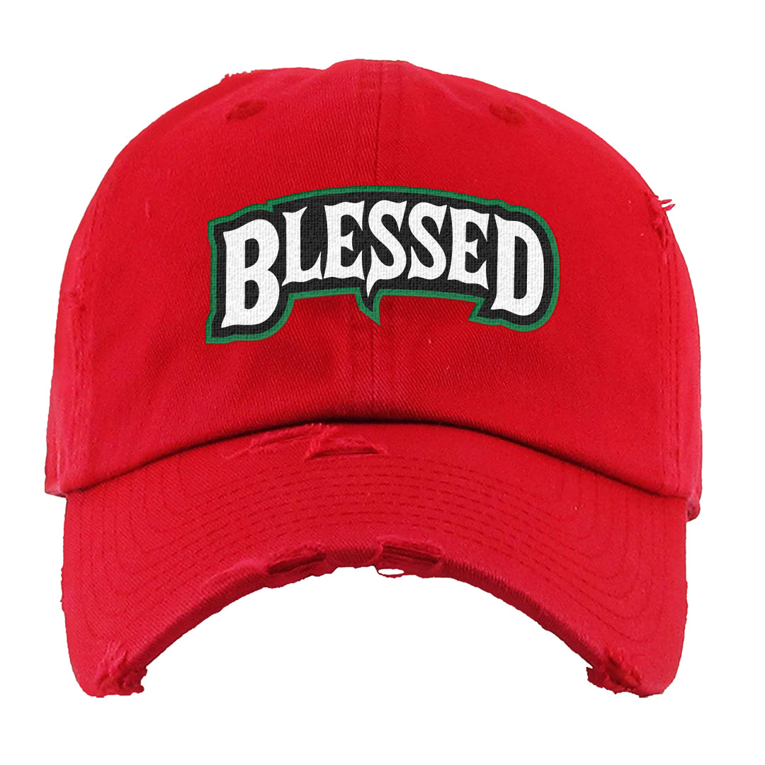 Plaid High Dunks Distressed Dad Hat | Blessed Arch, Red