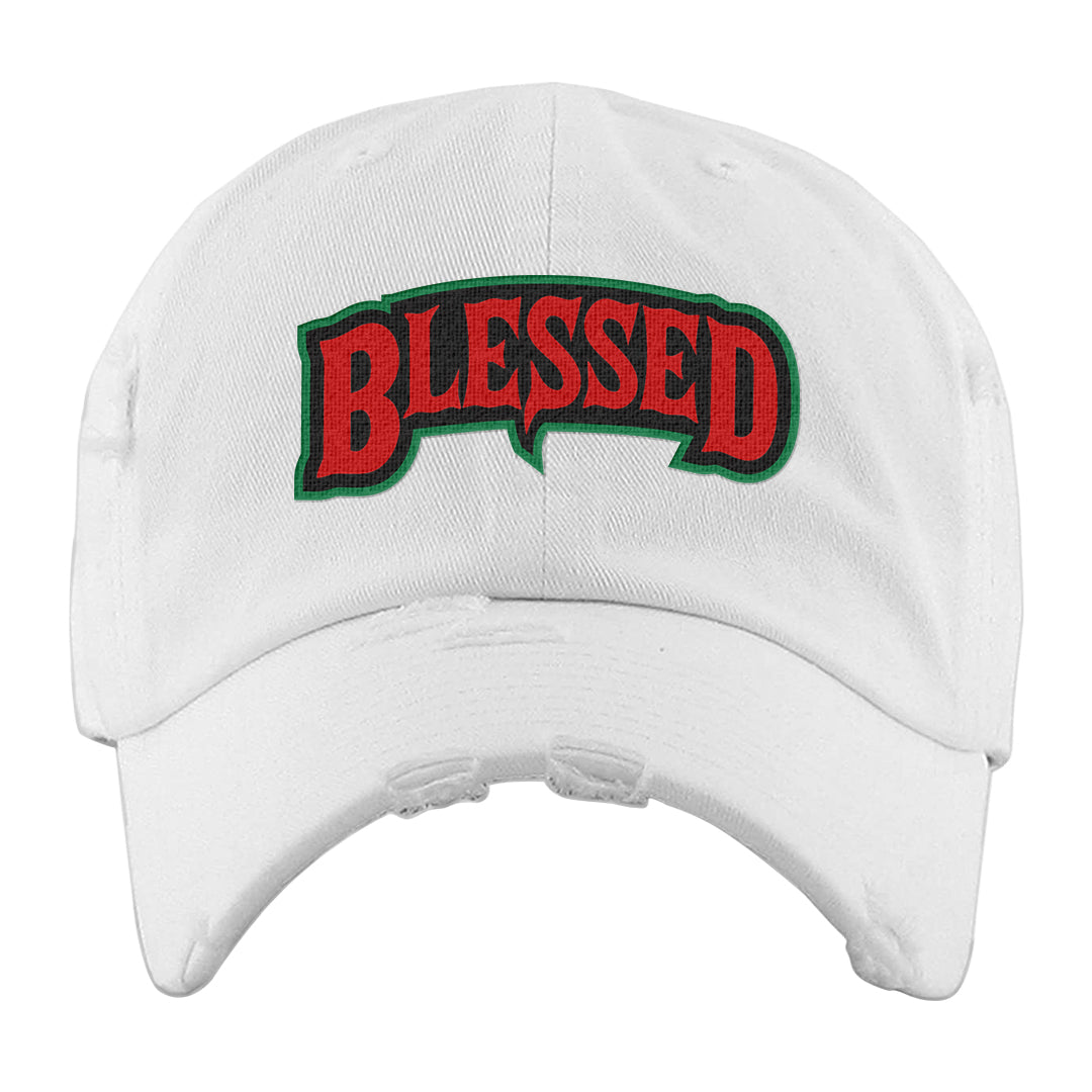 Plaid High Dunks Distressed Dad Hat | Blessed Arch, White