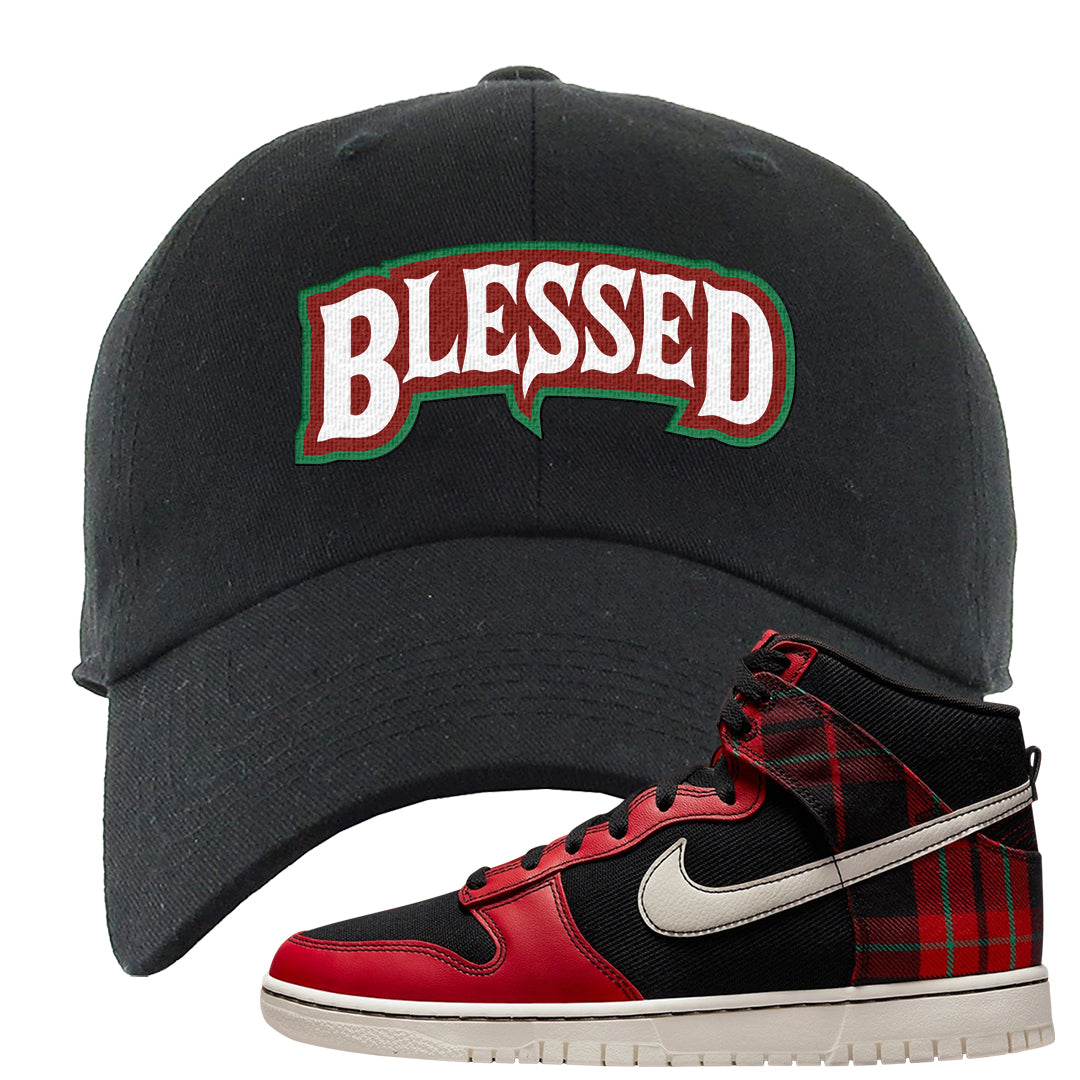 Plaid High Dunks Dad Hat | Blessed Arch, Black