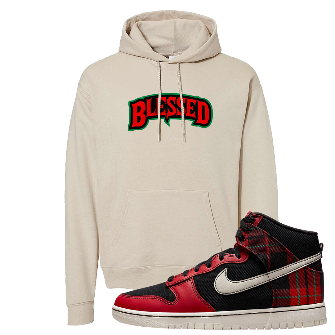 Plaid High Dunks Hoodie | Blessed Arch, Sand