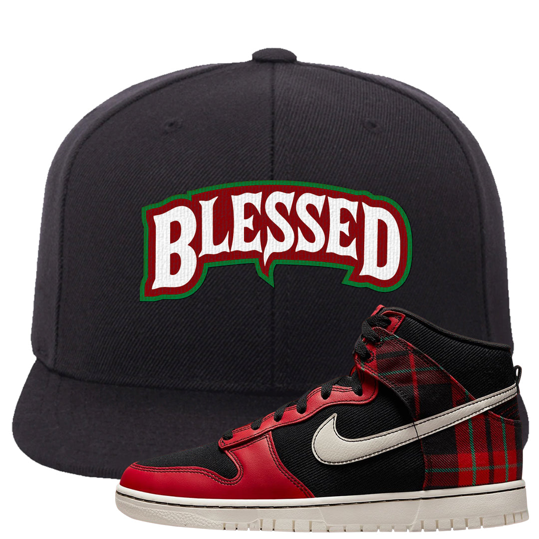 Plaid High Dunks Snapback Hat | Blessed Arch, Black