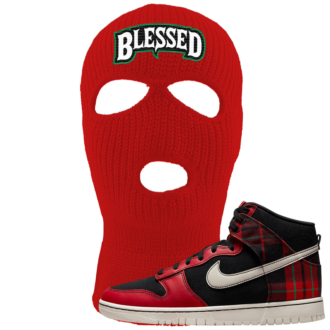 Plaid High Dunks Ski Mask | Blessed Arch, Red