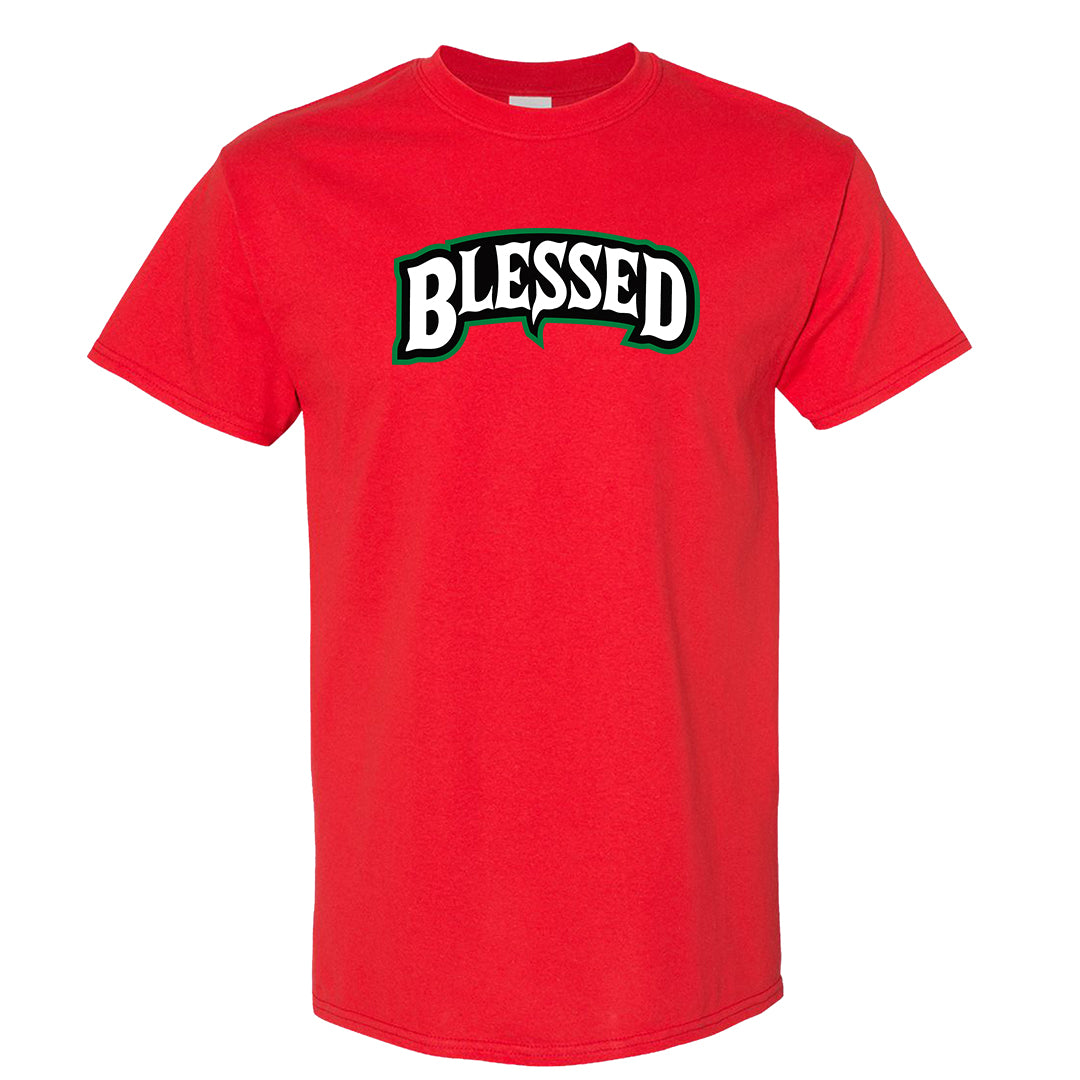 Plaid High Dunks T Shirt | Blessed Arch, Red