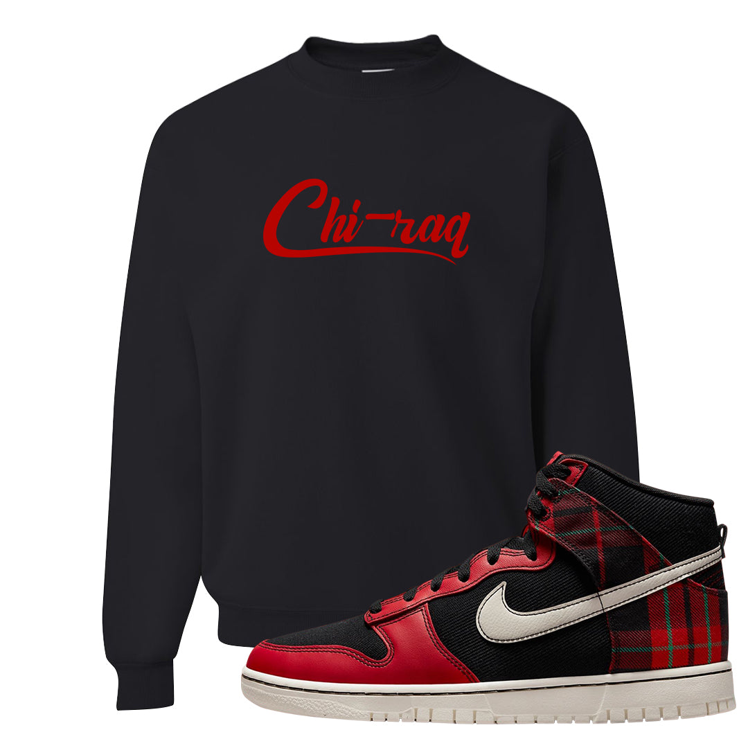Plaid High Dunks Crewneck Sweatshirt | Chiraq, Black