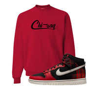 Plaid High Dunks Crewneck Sweatshirt | Chiraq, Red