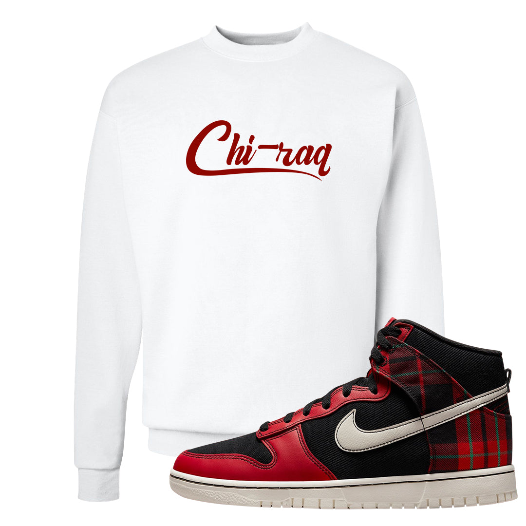 Plaid High Dunks Crewneck Sweatshirt | Chiraq, White