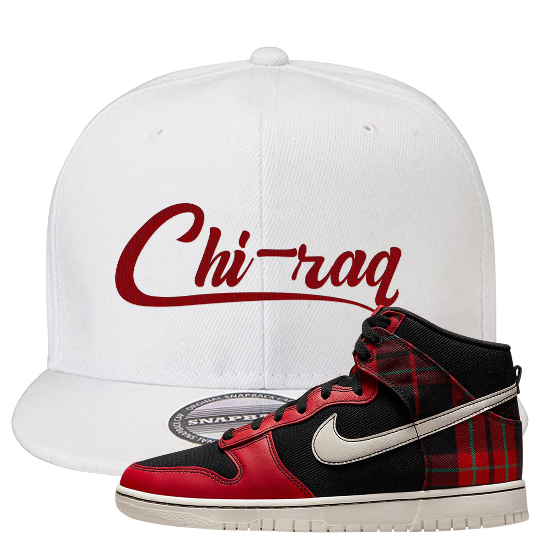 Plaid High Dunks Snapback Hat | Chiraq, White