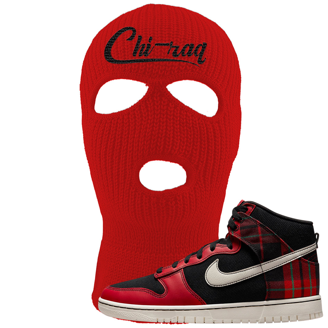 Plaid High Dunks Ski Mask | Chiraq, Red