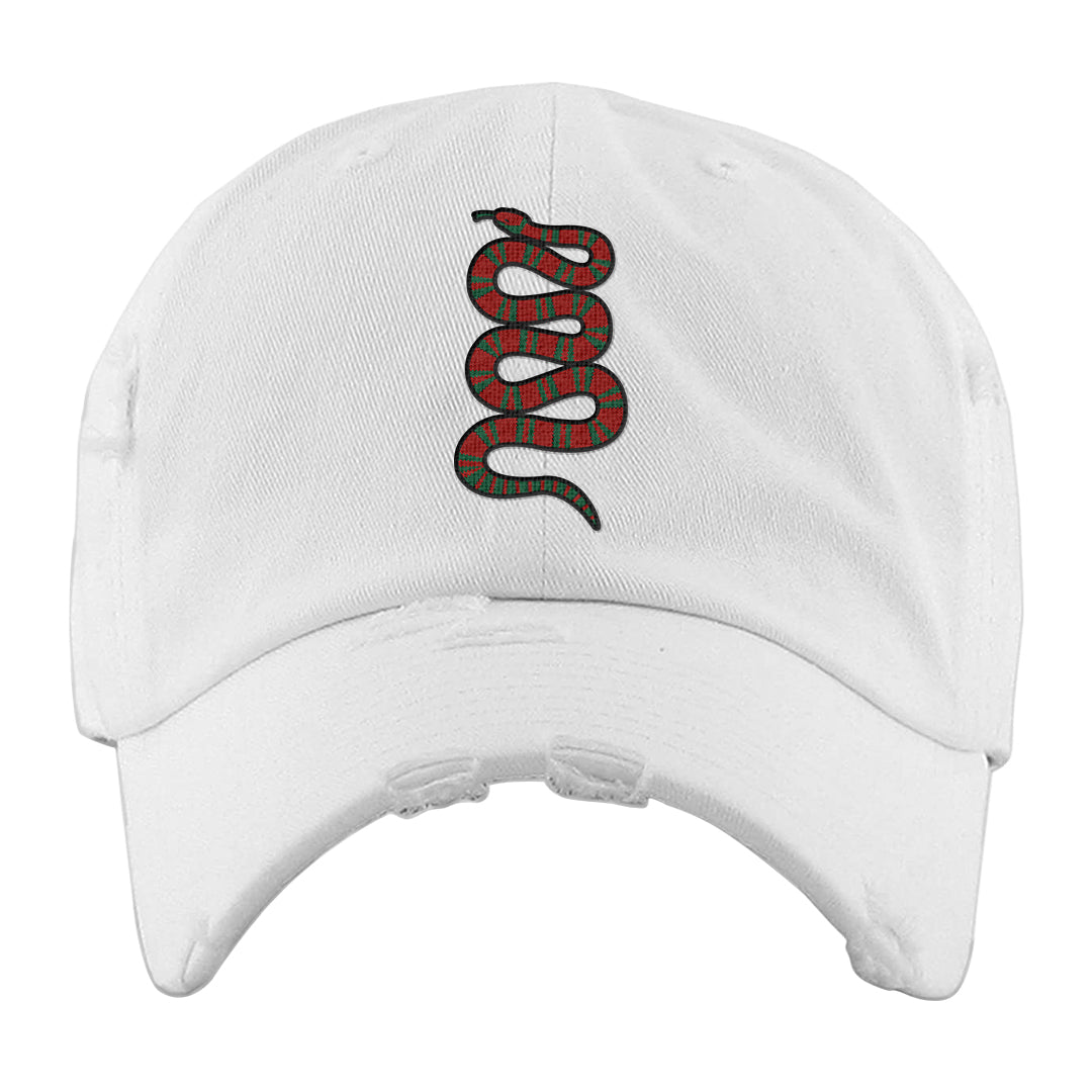 Plaid High Dunks Distressed Dad Hat | Coiled Snake, White