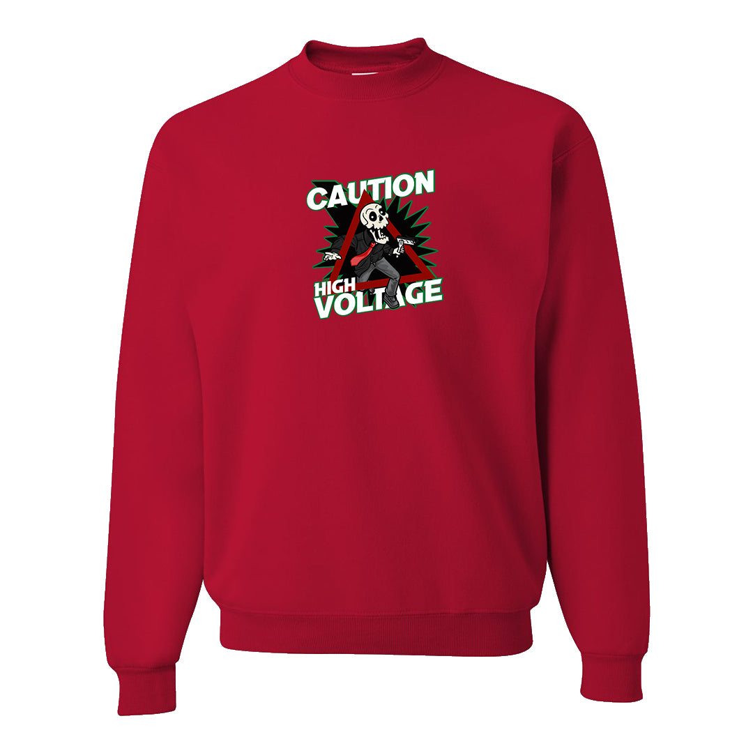 Plaid High Dunks Crewneck Sweatshirt | Caution High Voltage, Red