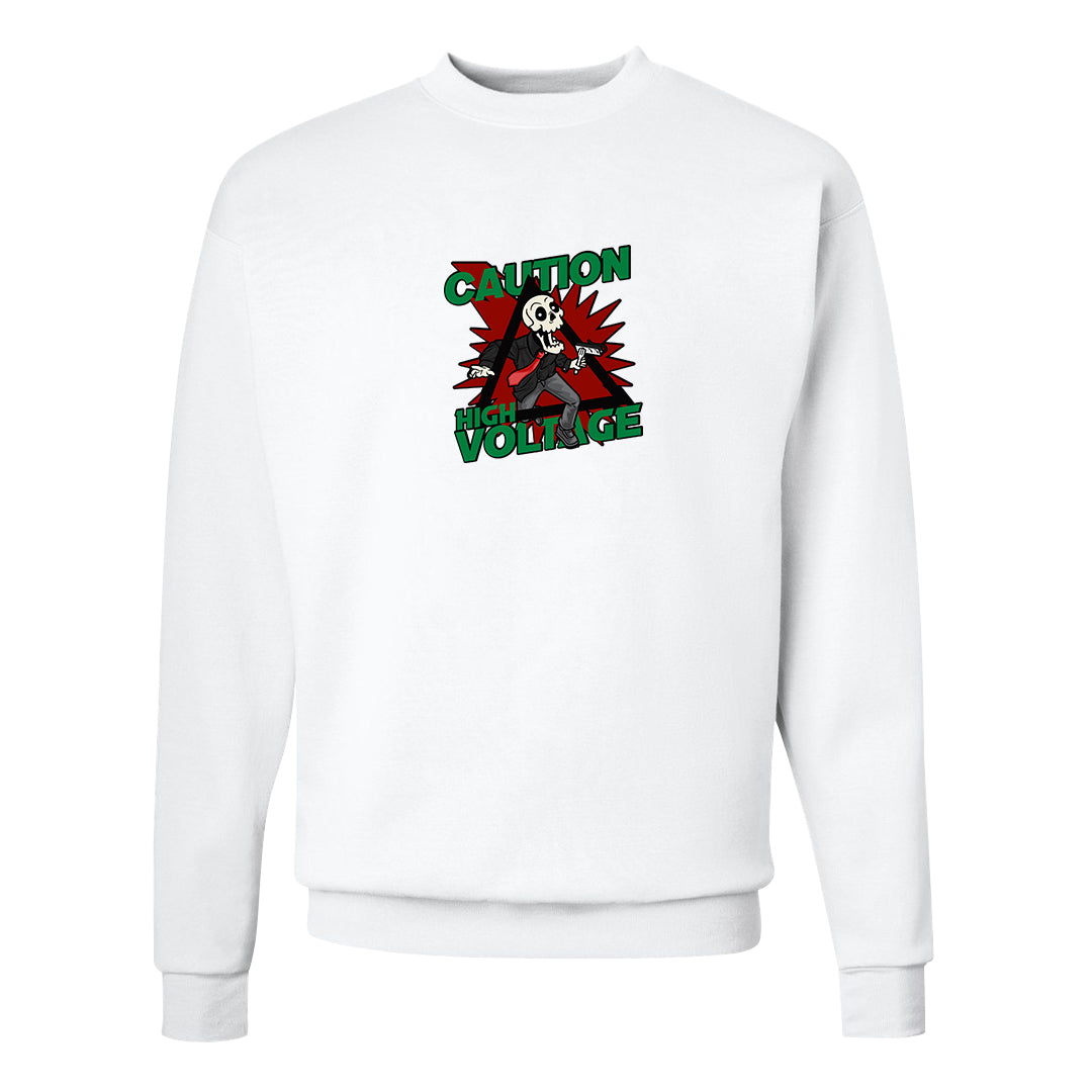 Plaid High Dunks Crewneck Sweatshirt | Caution High Voltage, White