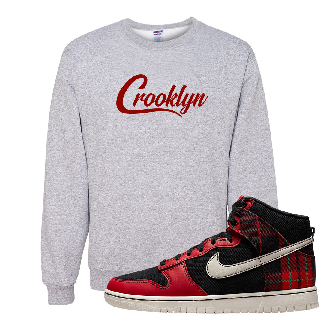 Plaid High Dunks Crewneck Sweatshirt | Crooklyn, Ash