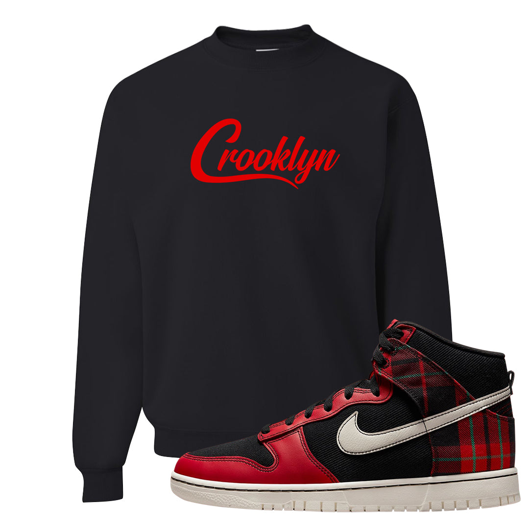 Plaid High Dunks Crewneck Sweatshirt | Crooklyn, Black