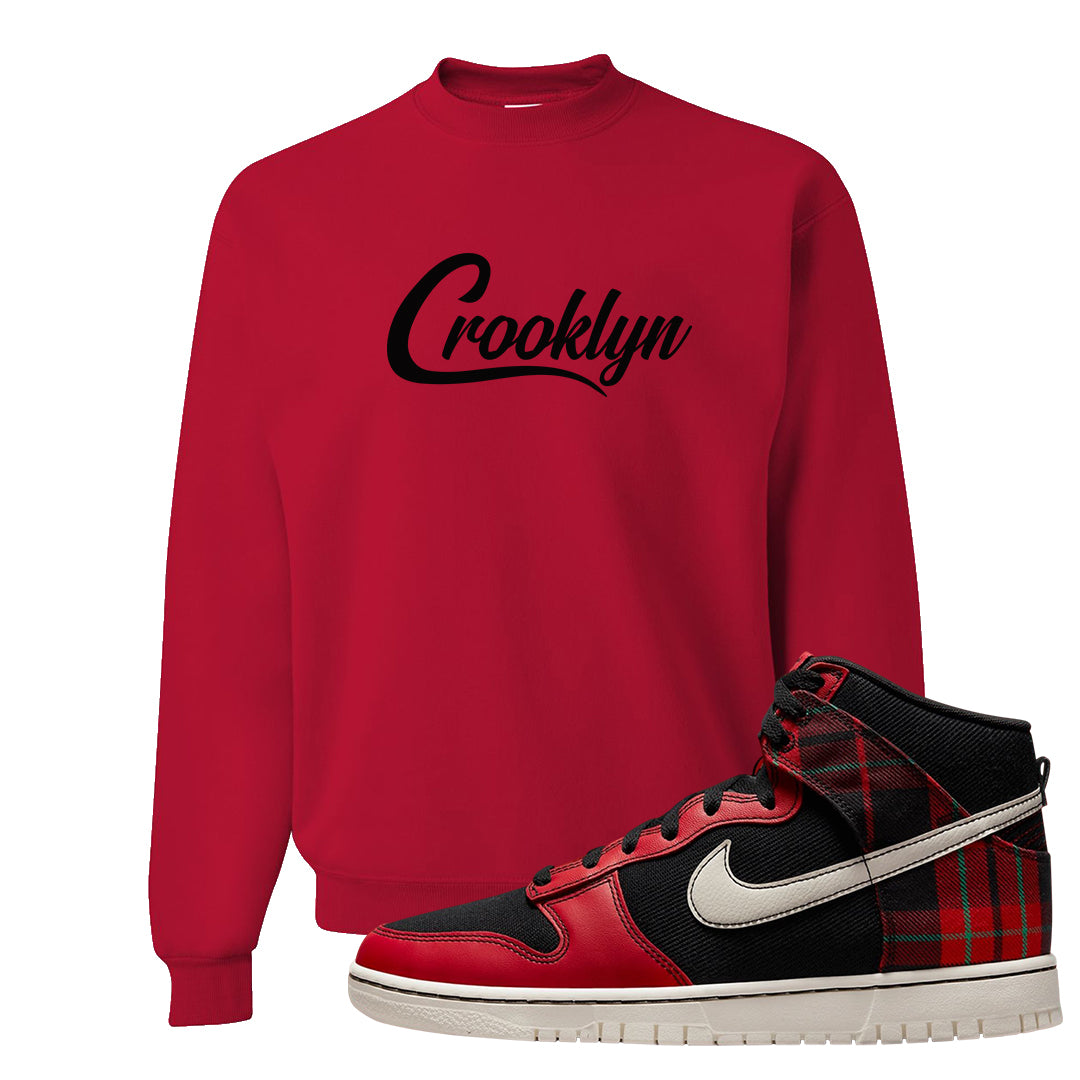 Plaid High Dunks Crewneck Sweatshirt | Crooklyn, Red