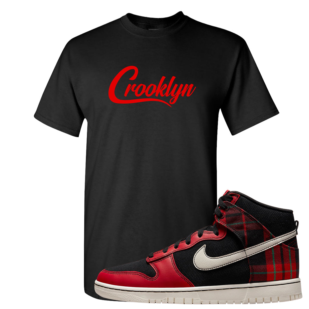 Plaid High Dunks T Shirt | Crooklyn, Black