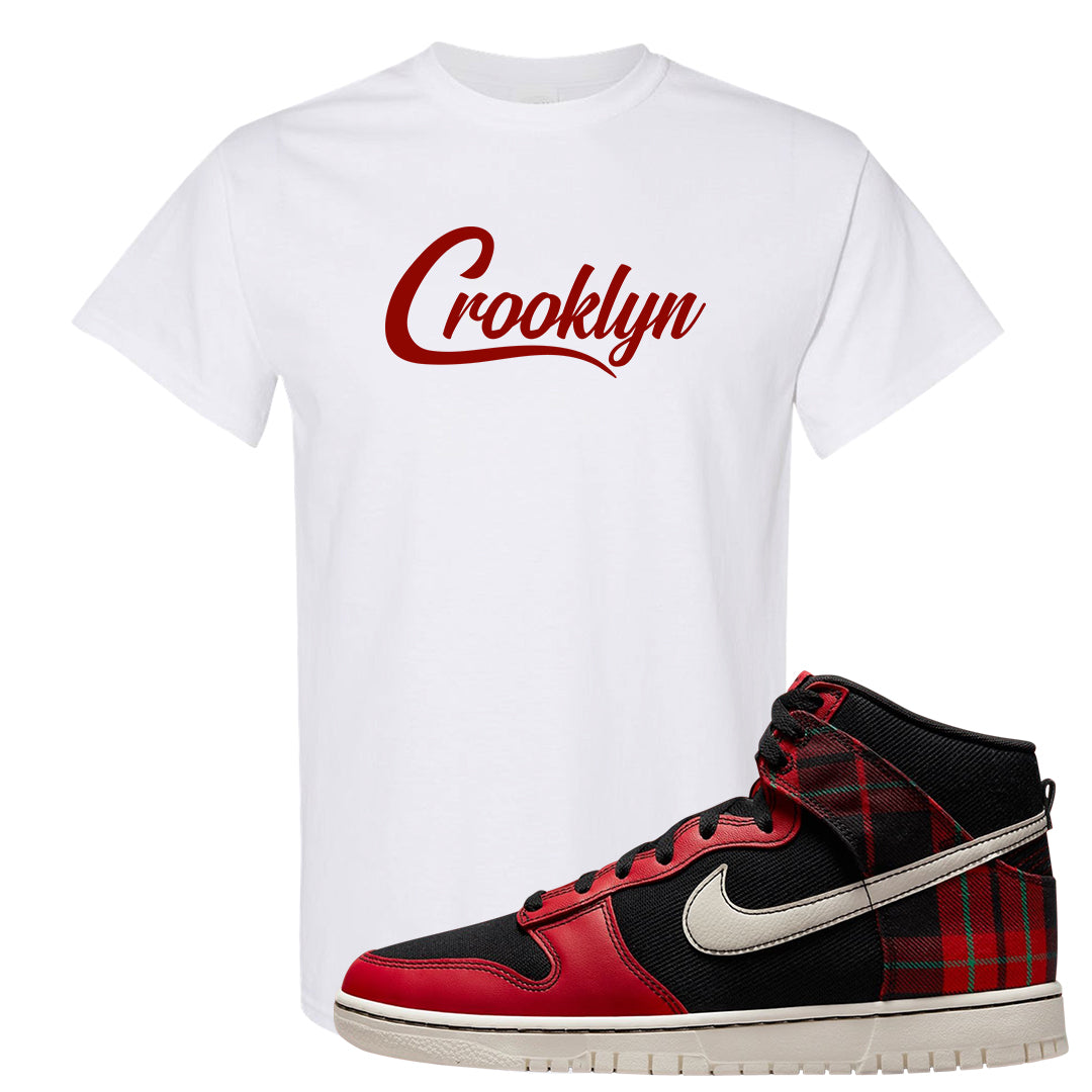 Plaid High Dunks T Shirt | Crooklyn, White