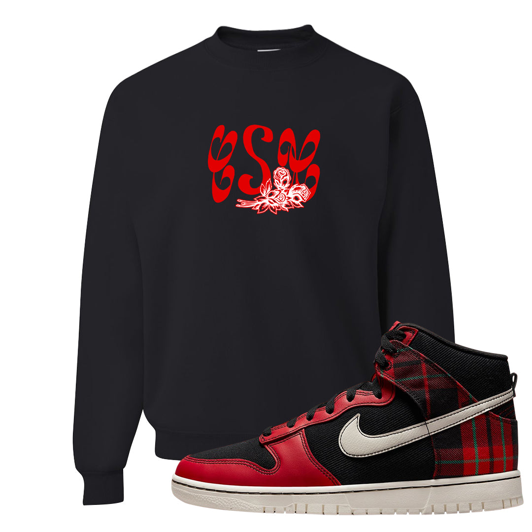 Plaid High Dunks Crewneck Sweatshirt | Certified Sneakerhead, Black