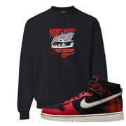 Plaid High Dunks Crewneck Sweatshirt | Drip God Racing Club, Black