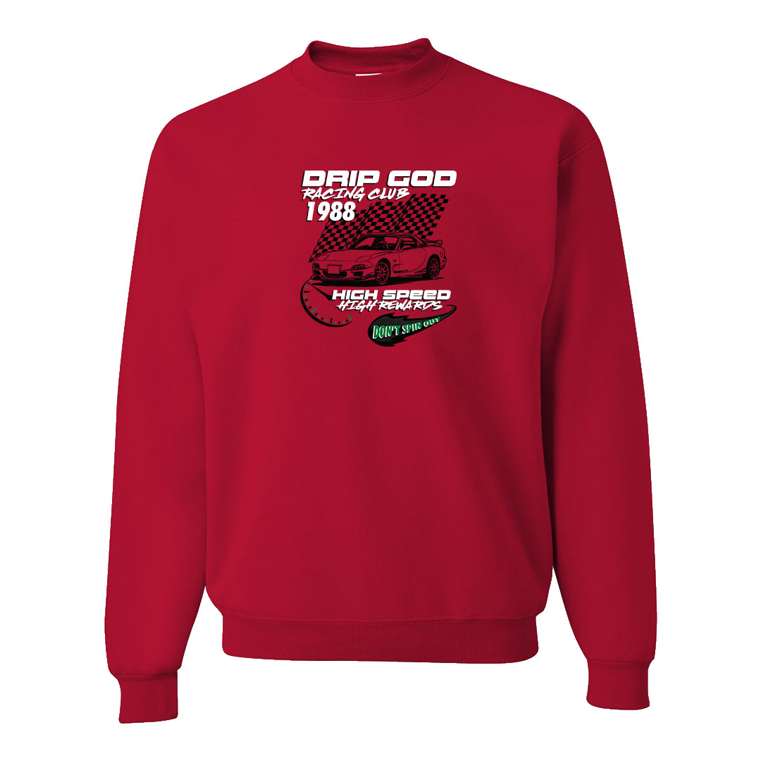 Plaid High Dunks Crewneck Sweatshirt | Drip God Racing Club, Red