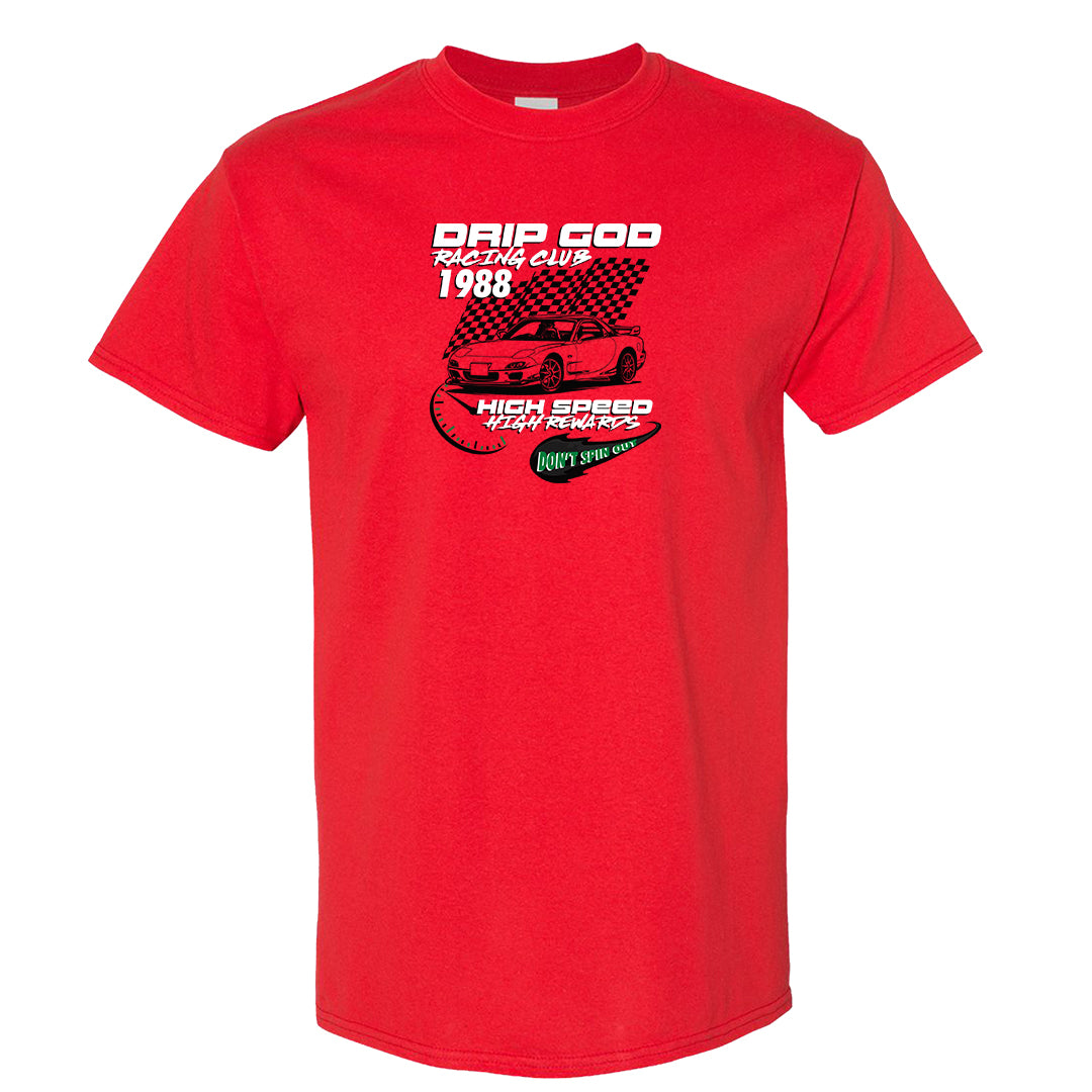 Plaid High Dunks T Shirt | Drip God Racing Club, Red